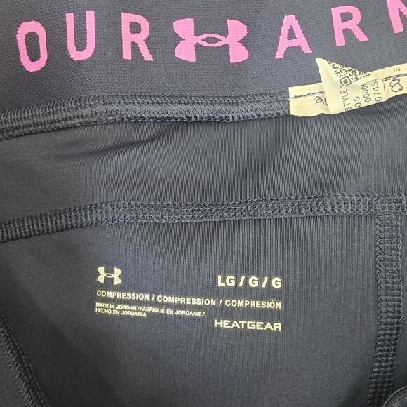 Under Armour Leggings Women Navy Purple Cropped Compression Heatgear Athletic - Picture 7 of 8